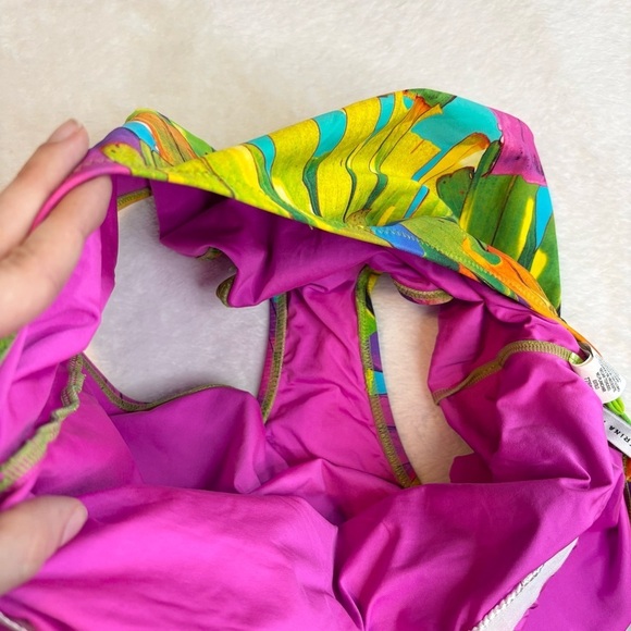 Trina Turk sz 12 Polynesian Palms One Shoulder One Piece Swimsuit Tropical - Picture 7 of 8